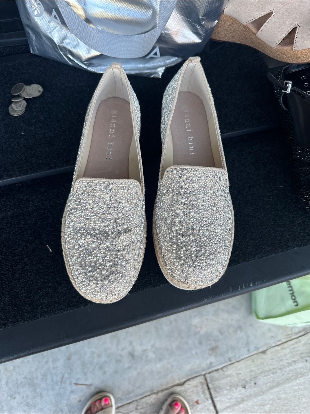 Gianni Bini Glitter Champagne Slip-On platform. Loafers